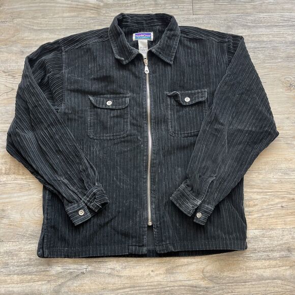 NorthCrest Corduroy Jacket Women's Small Black Zip Pockets Vintage 90s - Picture 1 of 9